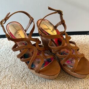 Madden Girl Brown Strappy Wedges